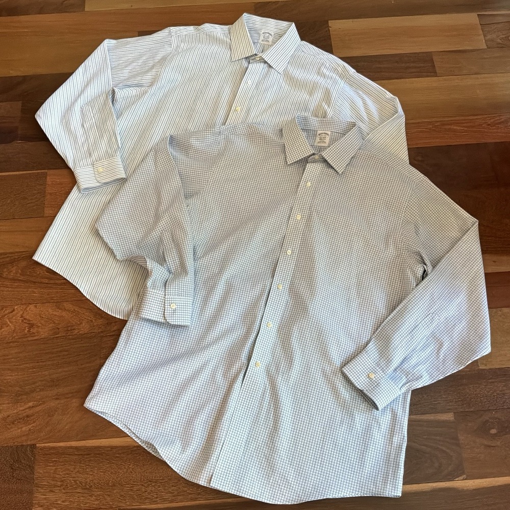 Brooks Brothers Button Up Shirt Classic Long Sleeve Mens Large 17.5‎ 34/35 Lot 2